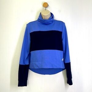 Adidas - Sport 2 Blue And Purple Crop Street Mock Neck Sweatshirt Size Small